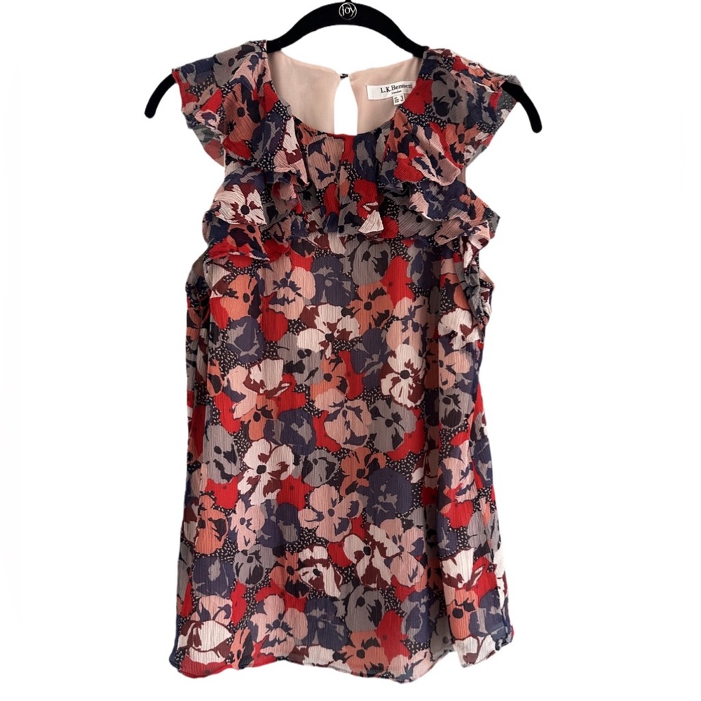 LK Bennett Red and Blue Floral Blouse